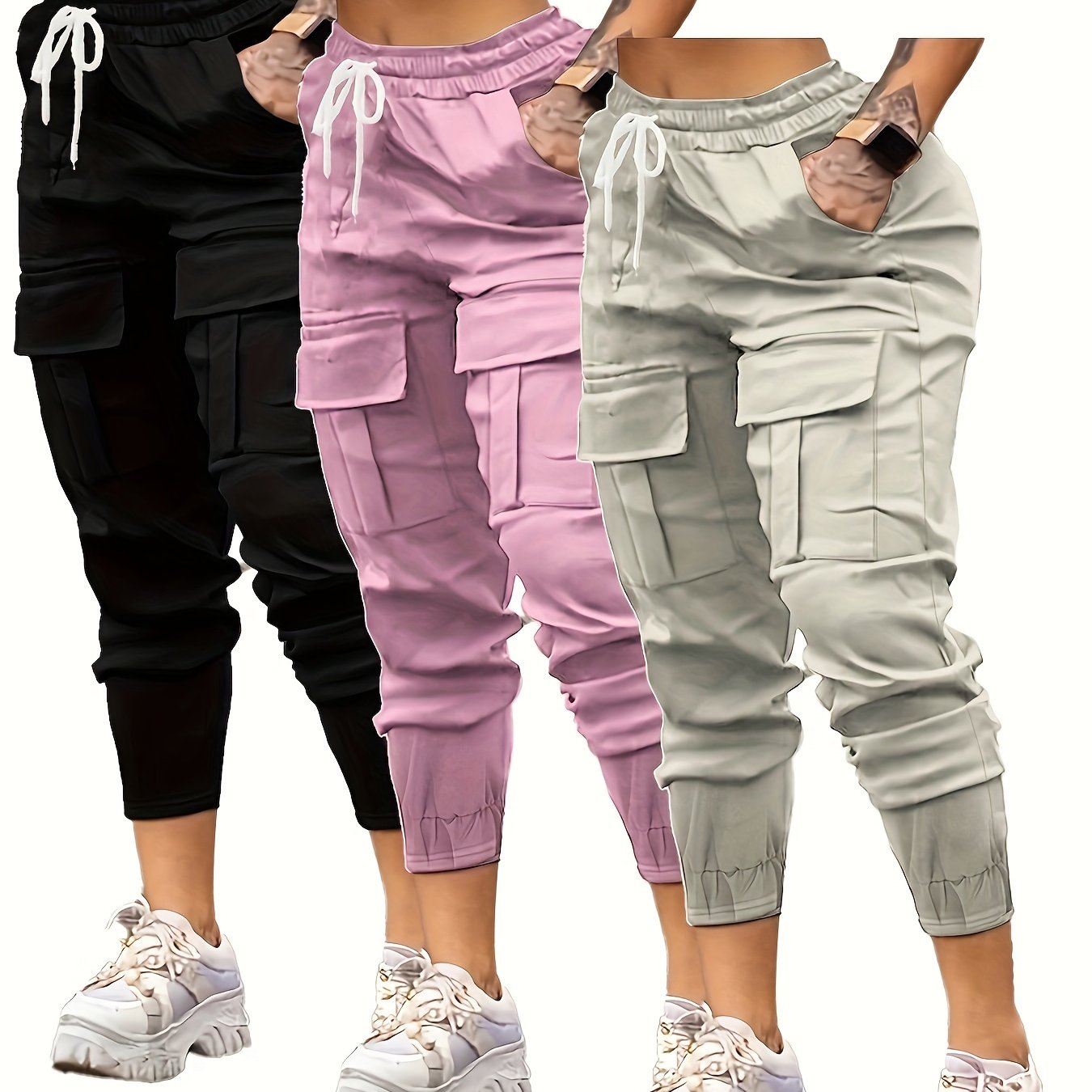 3-Pack Women's Casual Cargo Pants