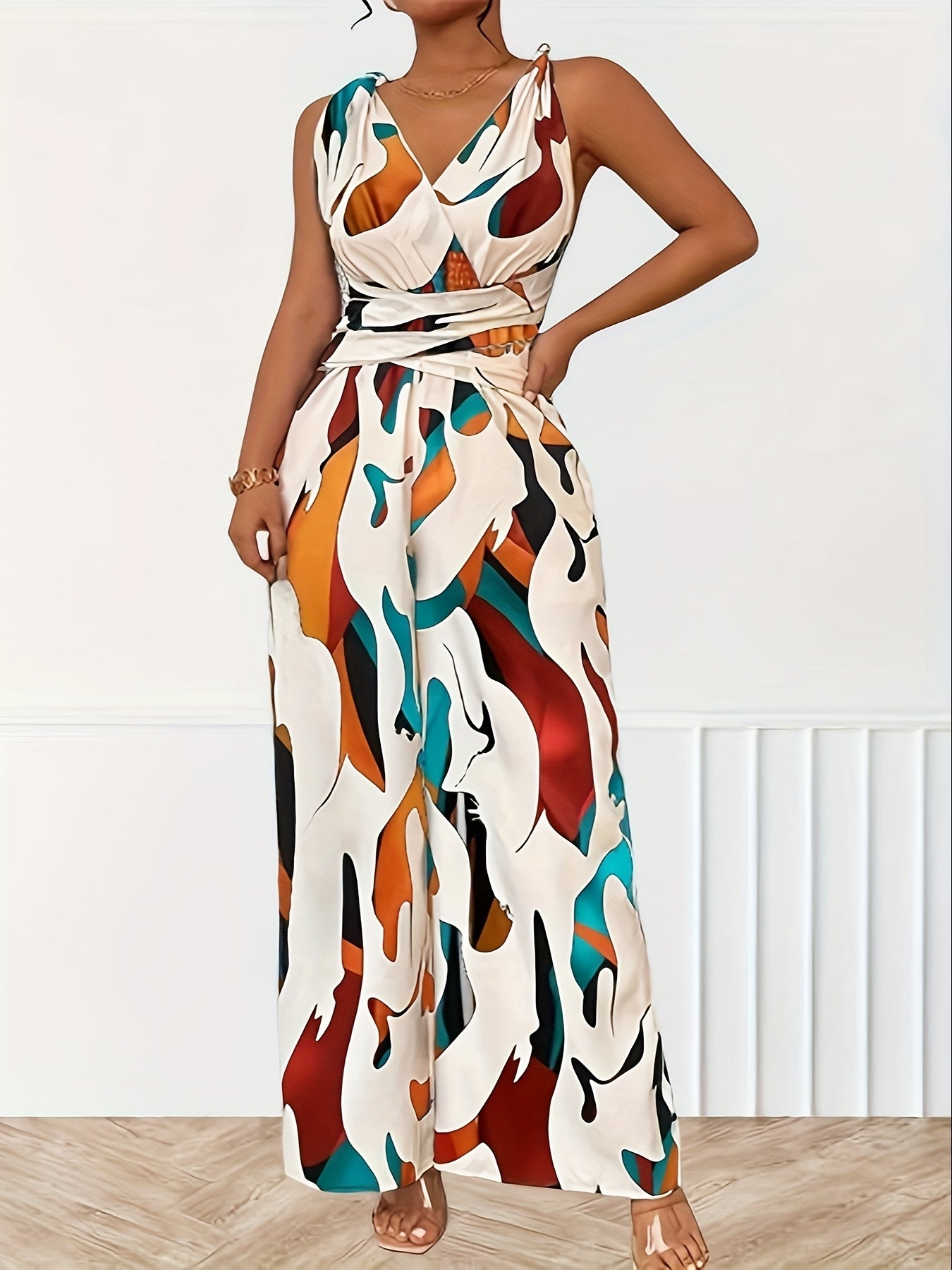 Women's Jumpsuit - Elegant V-Neck, Strapless