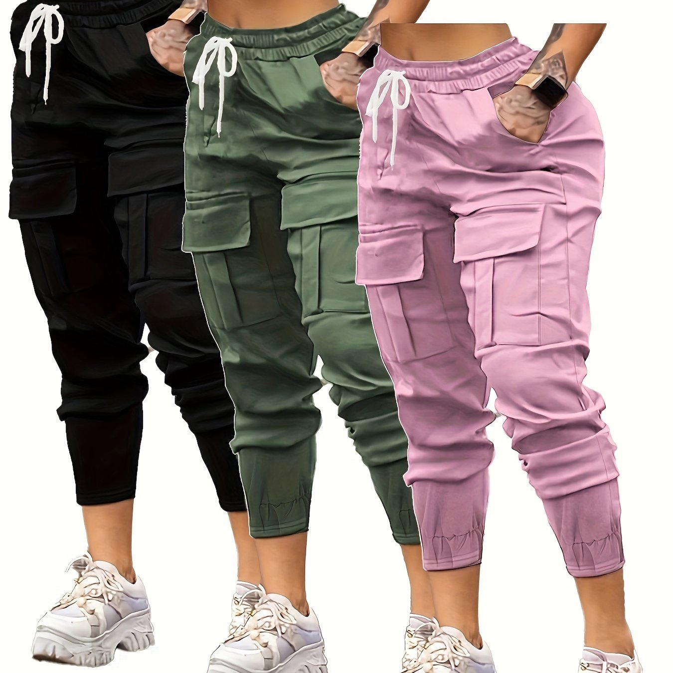 3-Pack Women's Casual Cargo Pants