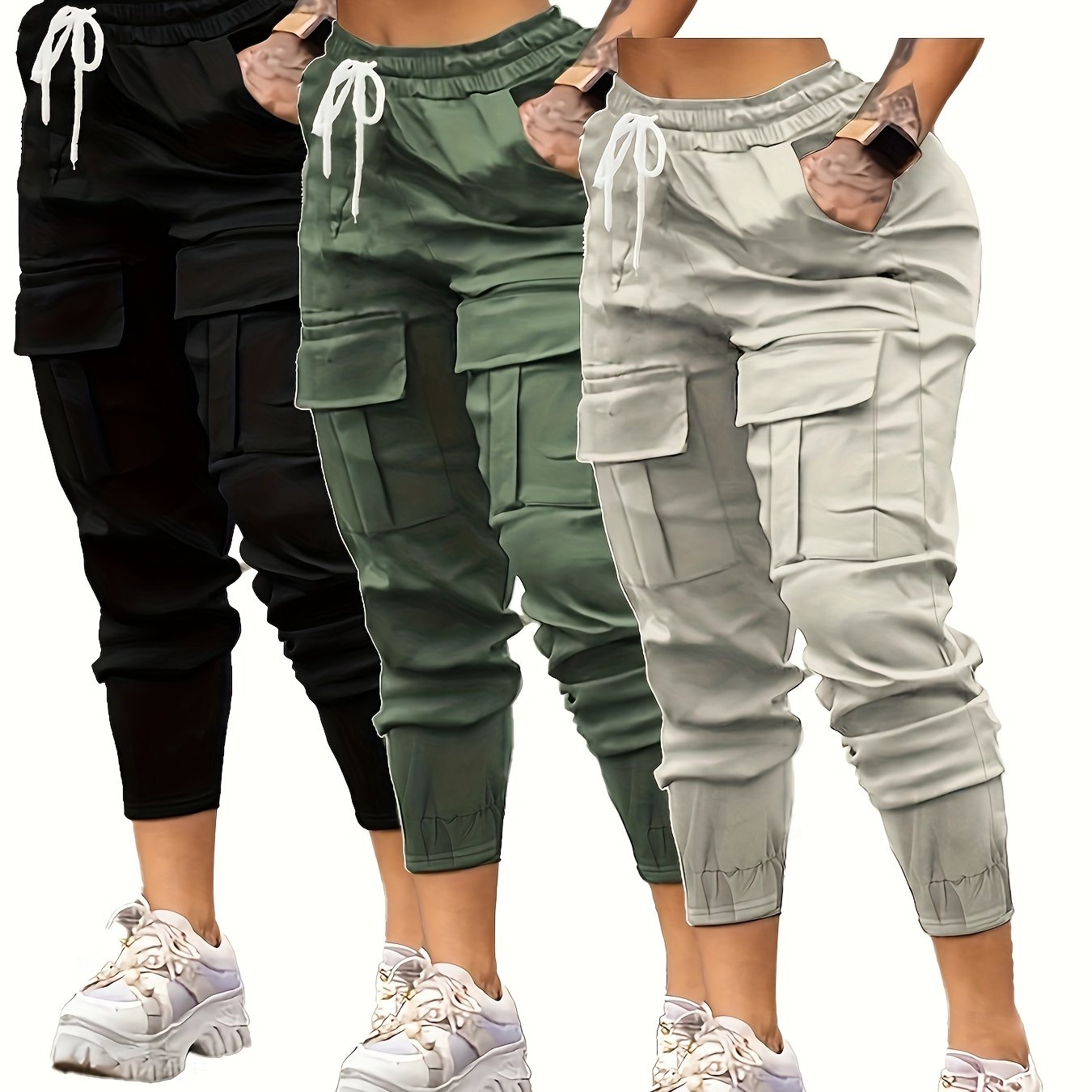 3-Pack Women's Casual Cargo Pants