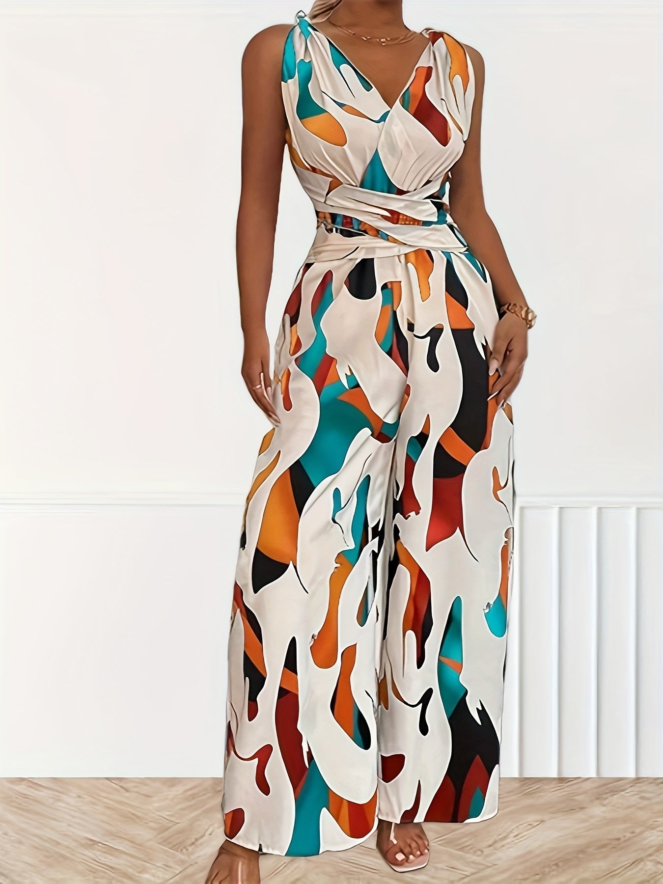 Women's Jumpsuit - Elegant V-Neck, Strapless