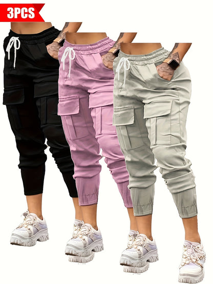 3-Pack Women's Casual Cargo Pants
