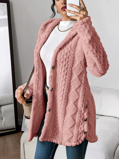 Cozy Beige Quilted Faux Fur Hooded Cardigan