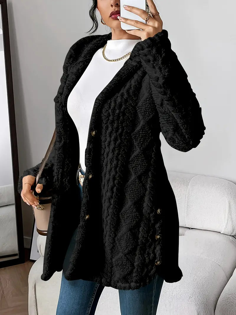 Cozy Beige Quilted Faux Fur Hooded Cardigan