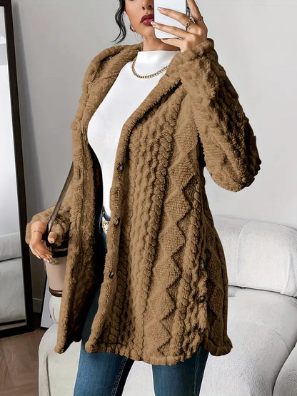 Cozy Beige Quilted Faux Fur Hooded Cardigan