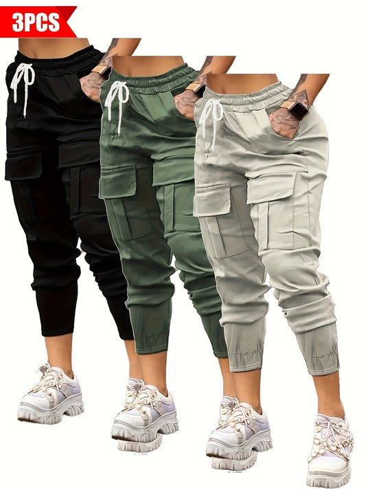 3-Pack Women's Casual Cargo Pants