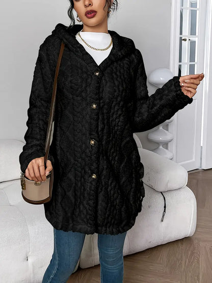 Cozy Beige Quilted Faux Fur Hooded Cardigan